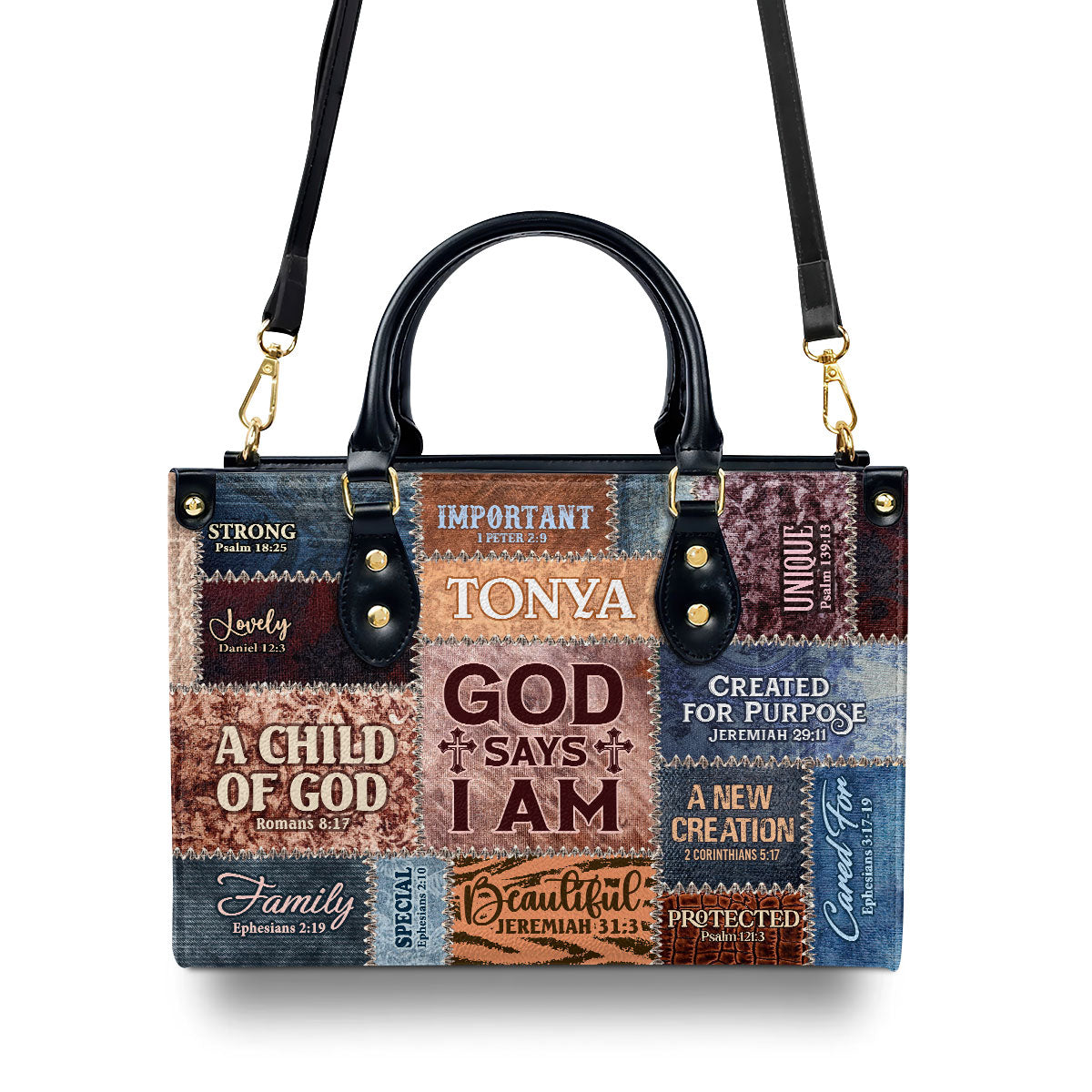 God Says I Am - Personalized Leather Handbag - Faith Inspirational Gift for Women GMJSLB200004