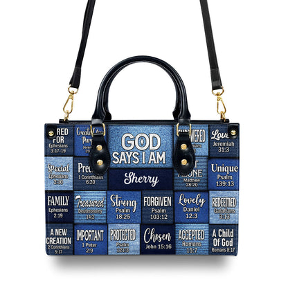 God Says I Am - Personalized Leather Handbag - Christian Gift for Women GMJSLB200084