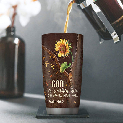 She Will Not Fall - Personalized Christian Tumbler