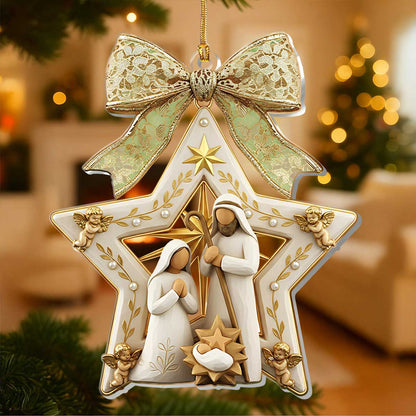 Faithful Home Decor - Christmas Holy Family Nativity - Acrylic Ornament GOJS10331