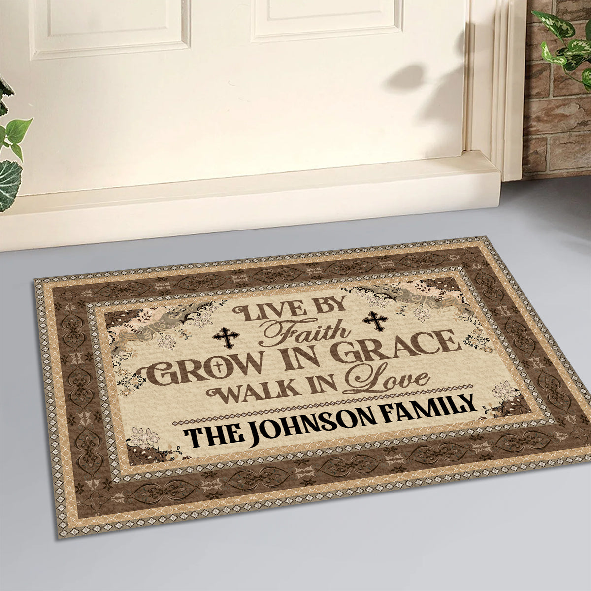 Live By Faith - Personalized Doormat - Christian Home Decor GDMJS10023