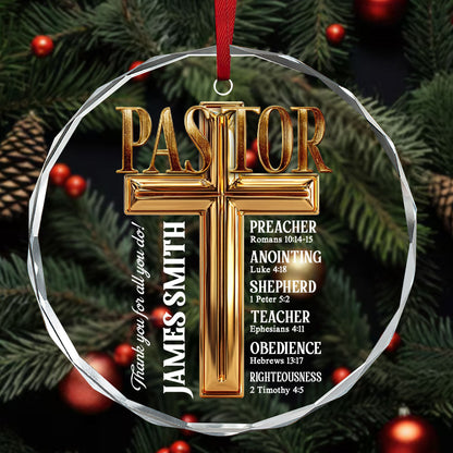 To My Pastor - Personalized Round Glass Ornament GOJS10078