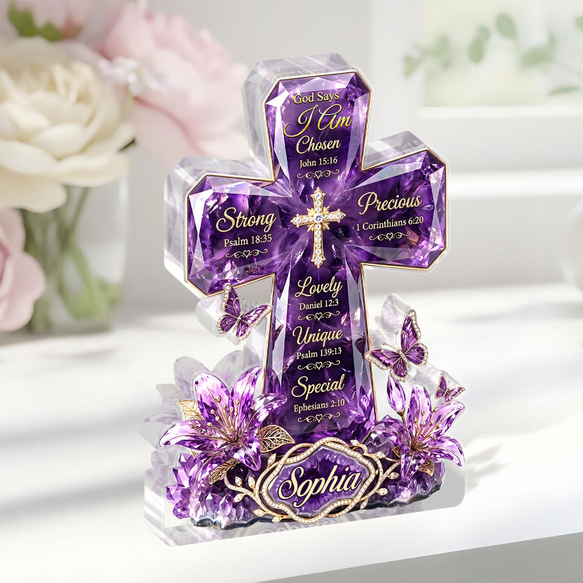 God Says I Am - Personalized Acrylic Plaque - Christian Faith Decor GAPJS10025