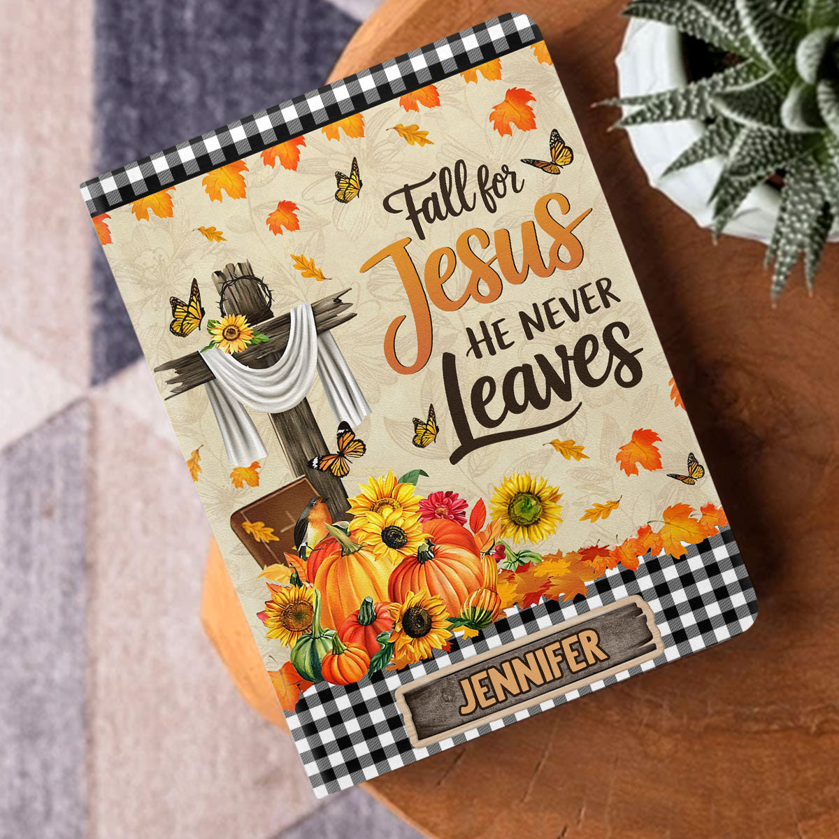 Fall For Jesus - Personalized Leather Cover Notebook GMJSNB200081