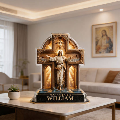 Man Of Faith - Personalized Acrylic Plaque - Christian Home Decor GAPJS10046