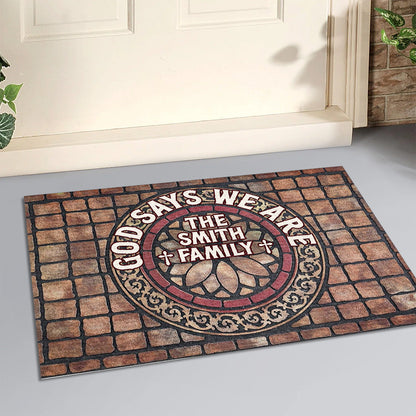 God Says We Are - Personalized Doormat - Christian Faith Home Decor