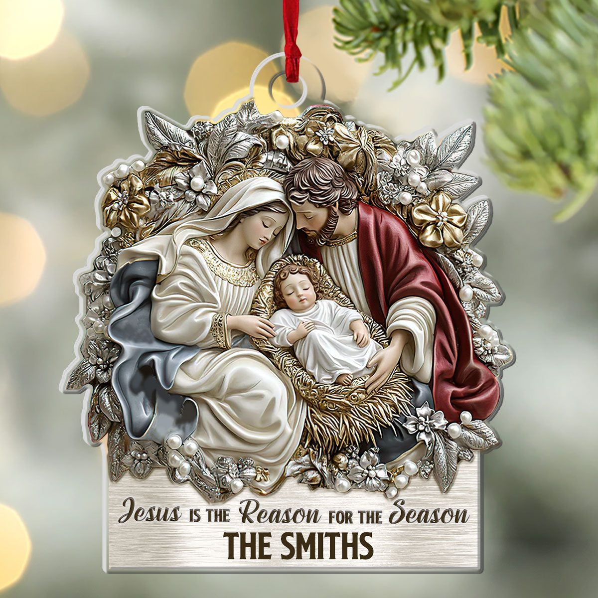 Jesus Is The Reason For The Season - Personalized Acrylic Ornament GOJS10122