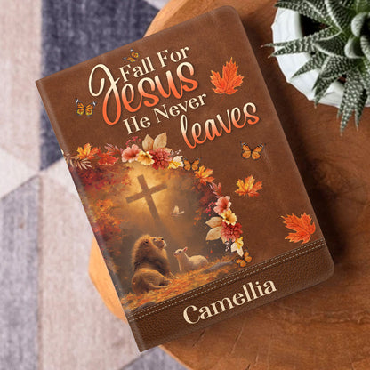 Fall For Jesus - Personalized Leather Cover Notebook GMJSNB200052