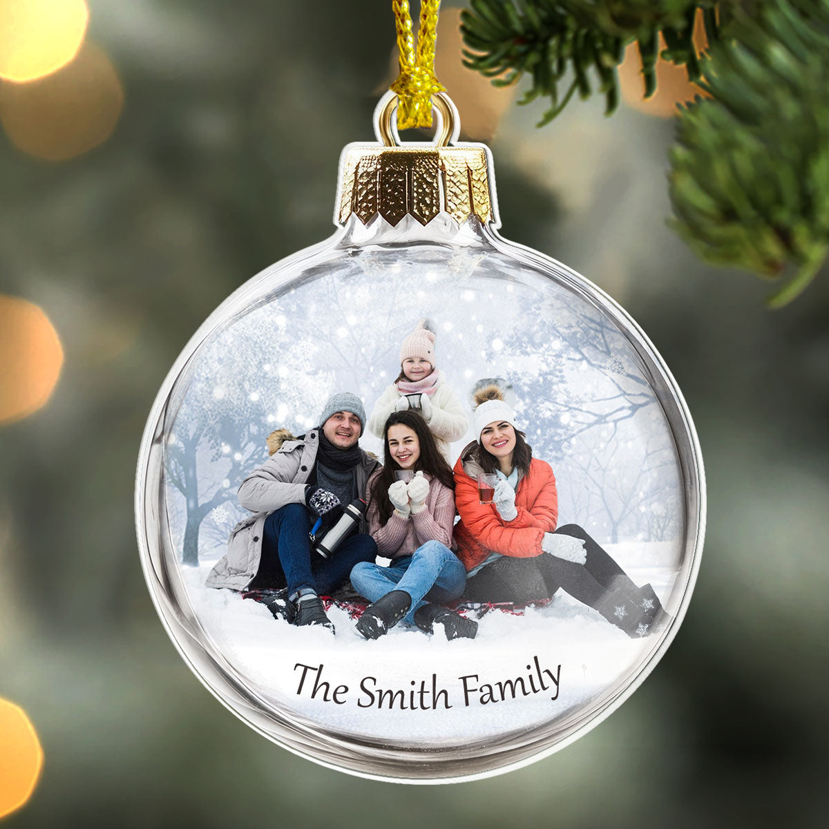 Family Photo - Christmas Ball Ornament - Personalized Acrylic Keepsake GOJS10252