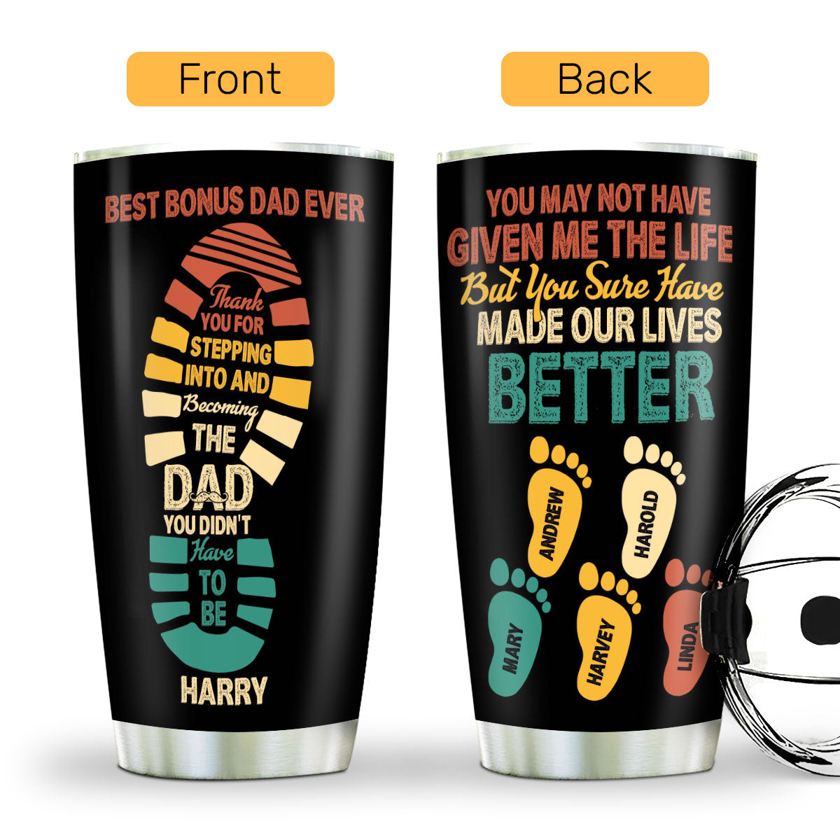 Best Bonus Dad Ever - Personalized Stainless Steel Tumbler