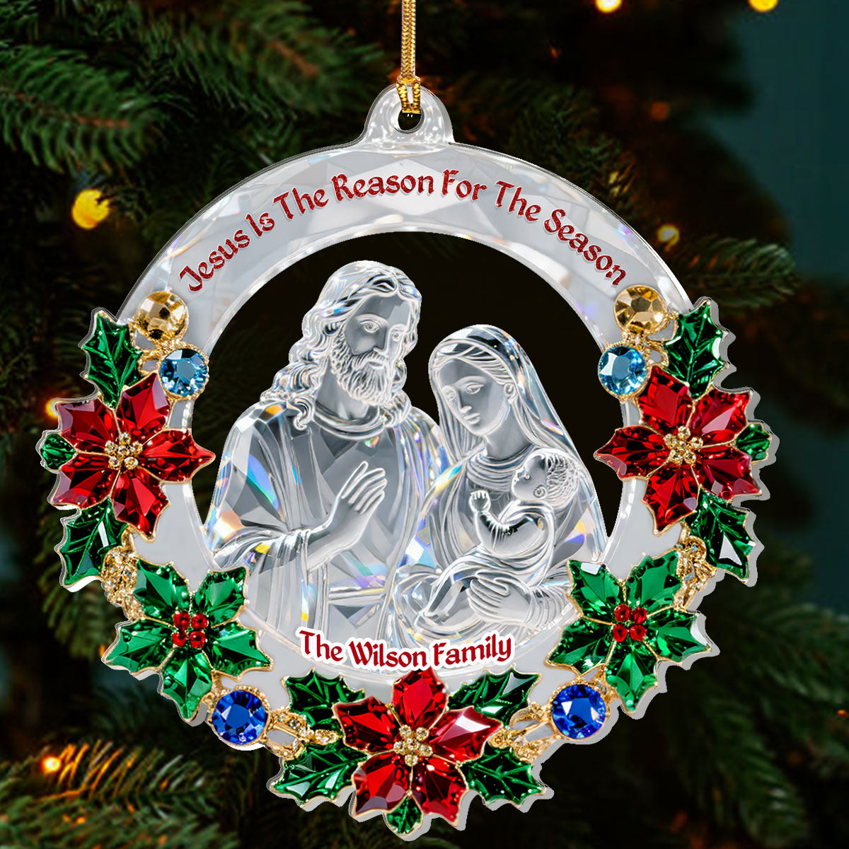 Jesus Is The Reason For The Season - Personalized Acrylic Ornament GOJS10050