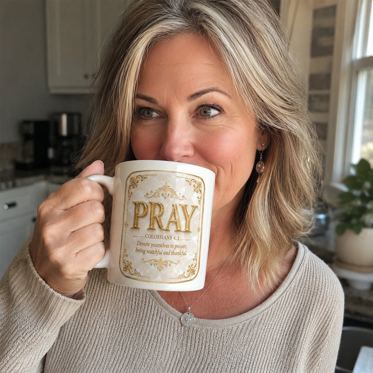 Pray Colossians 4:2 - Personalized Ceramic Coffee Mug