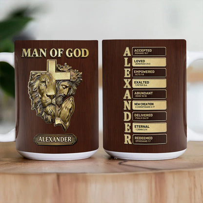 Man Of God - Personalized Ceramic Coffee Mug - Christian Faith Gift for Him