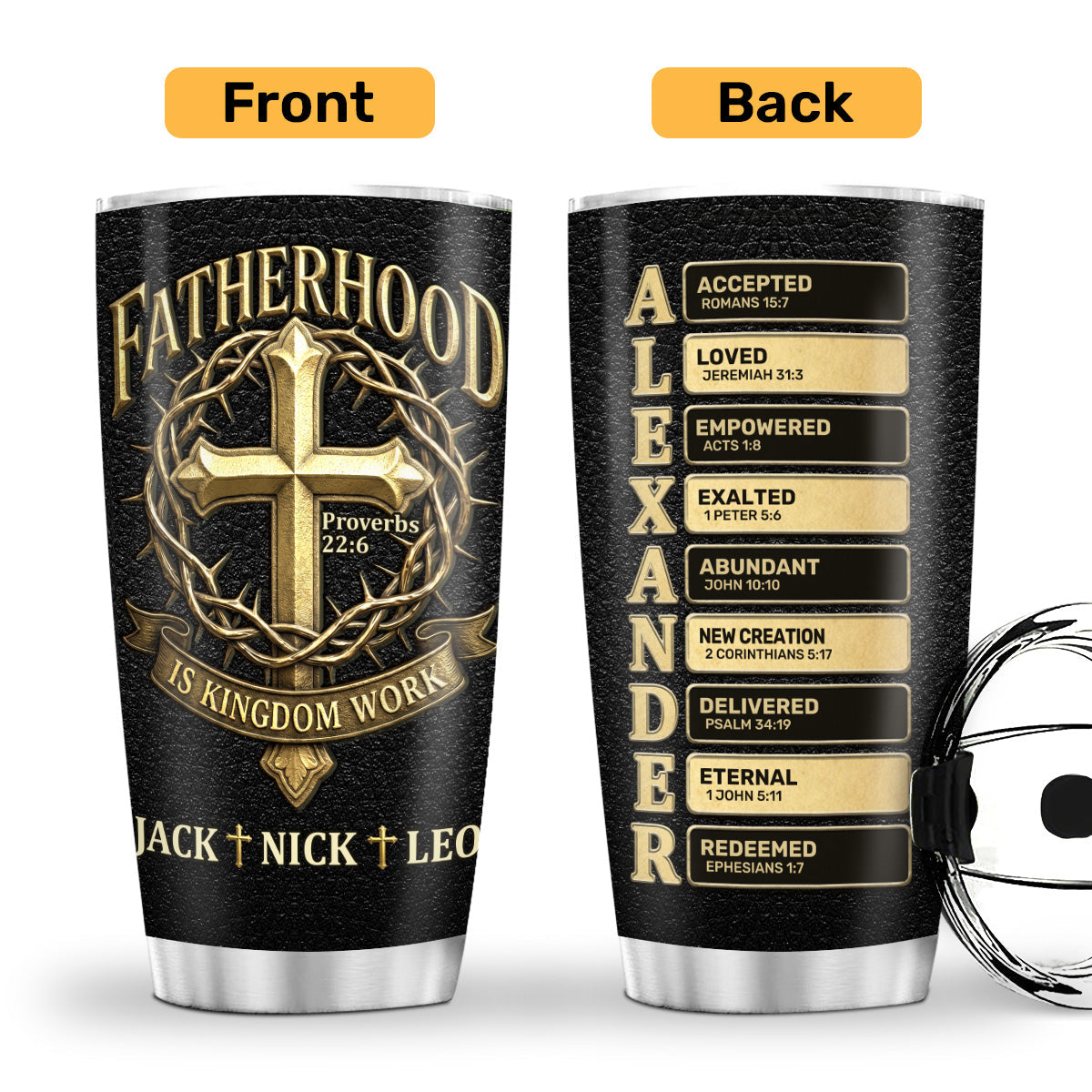 Fatherhood Is Kingdom Work - Personalized Stainless Steel Tumbler