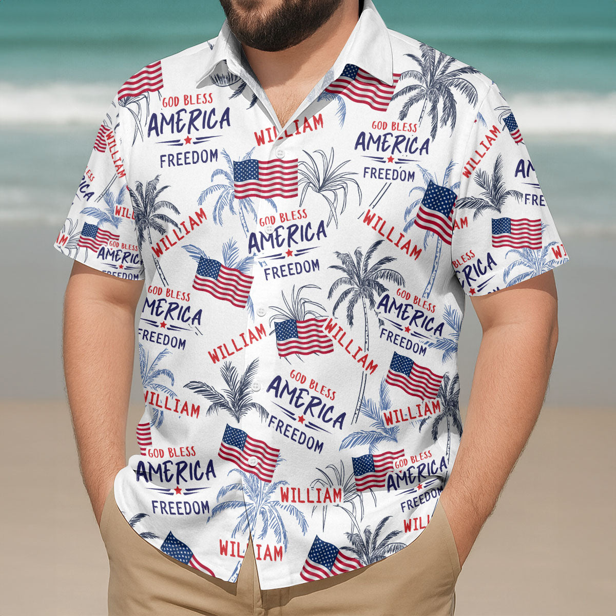 God Bless America - Personalized Hawaiian Shirt - Gift for Him