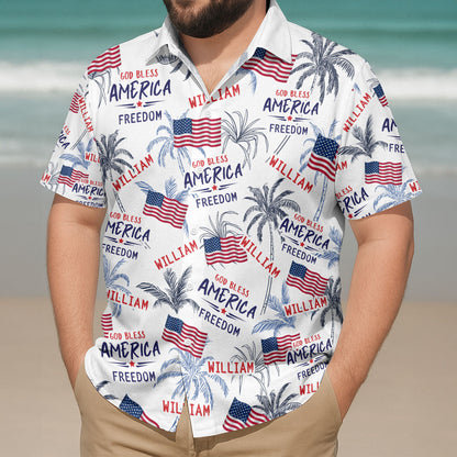 God Bless America - Personalized Hawaiian Shirt - Gift for Him