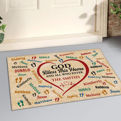 God Bless This Home - Personalized Doormat GDMJS10069