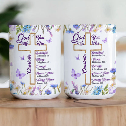 God Says You Are - Personalized Ceramic Coffee Mug