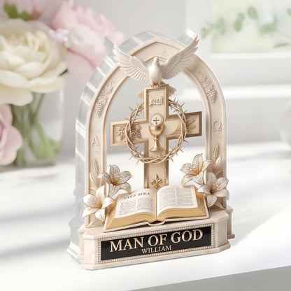 Man Of God - Personalized Acrylic Plaque - Christian Faith Home Decor GAPJS10012