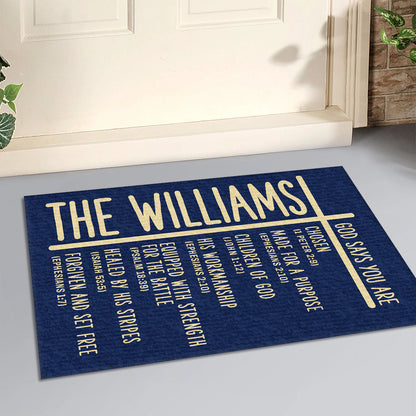 God Says You Are - Personalized Doormat - Faith Home Decor