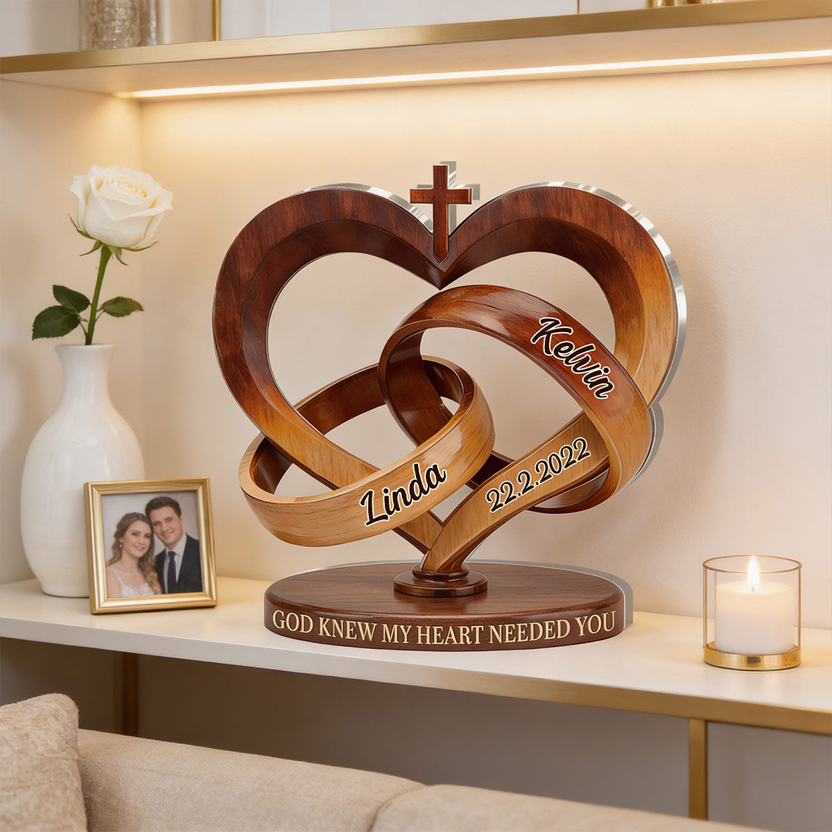 God Knew My Heart Needed You - Personalized Acrylic Plaque GAPJS10011
