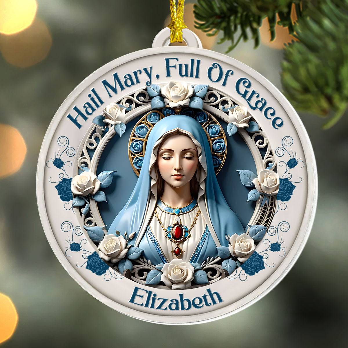 Hail Mary Full Of Grace - Personalized Acrylic Ornament GOJS10121