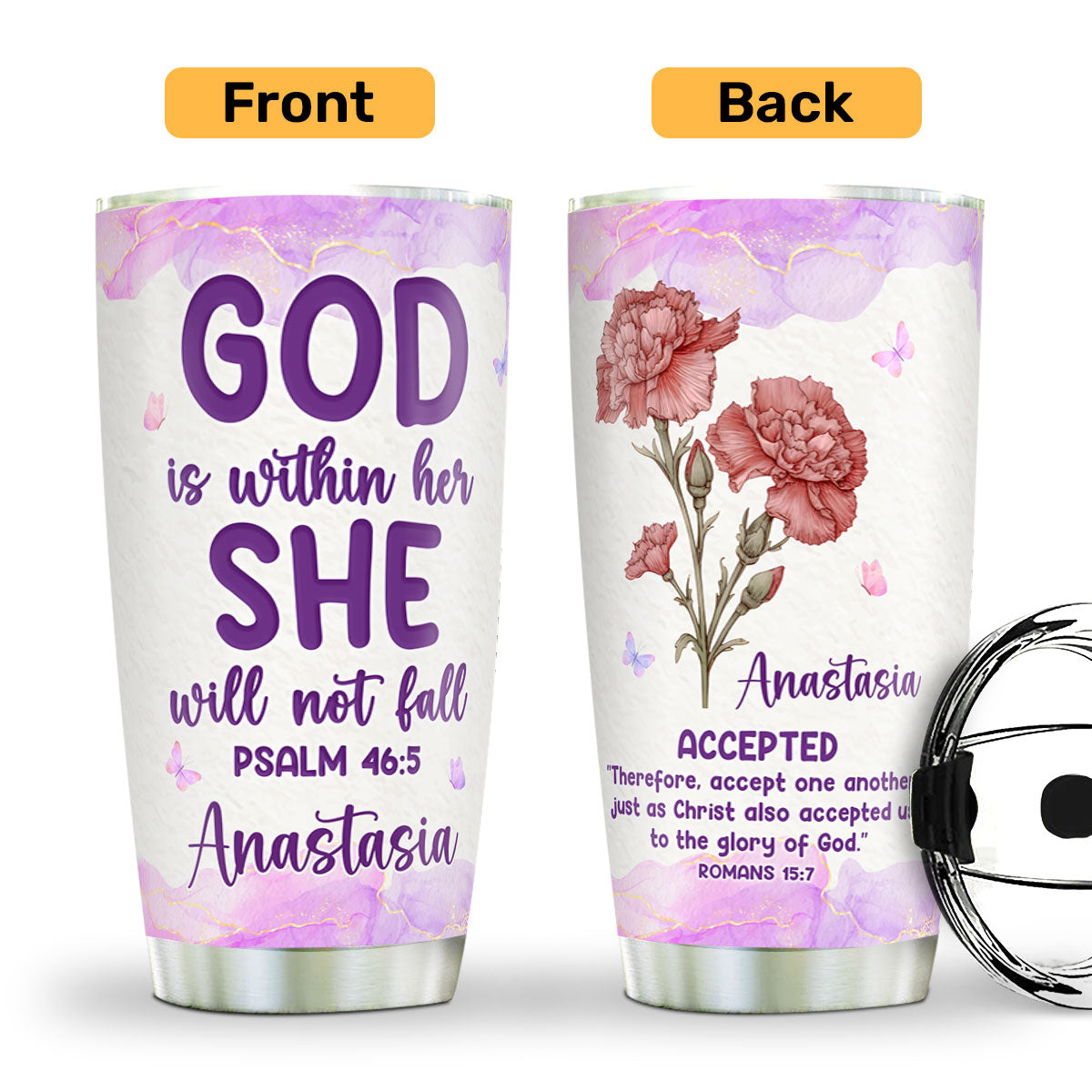 God Is Within Her - Personalized Stainless Steel Tumbler