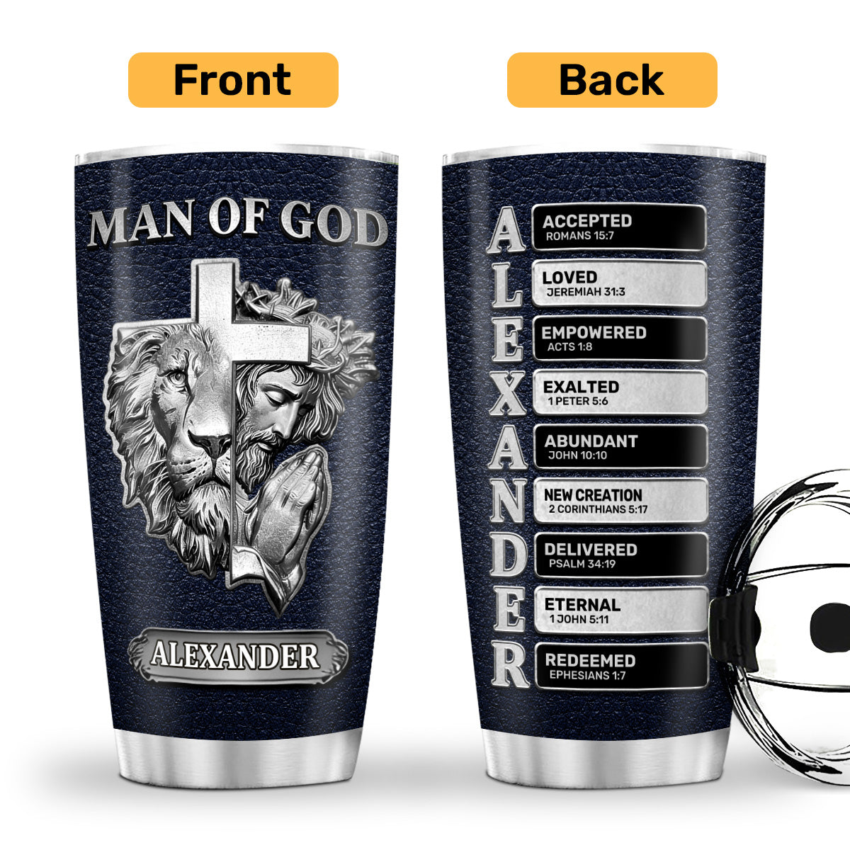 Faith-Inspired Stainless Steel Tumbler - Personalized Gift for Men