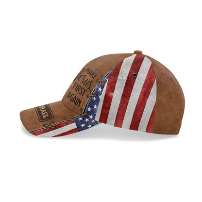 Make Jesus First Again - Personalized Classic Cap - Faith Christian