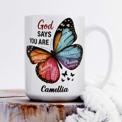God Says You Are - Personalized Ceramic Coffee Mug