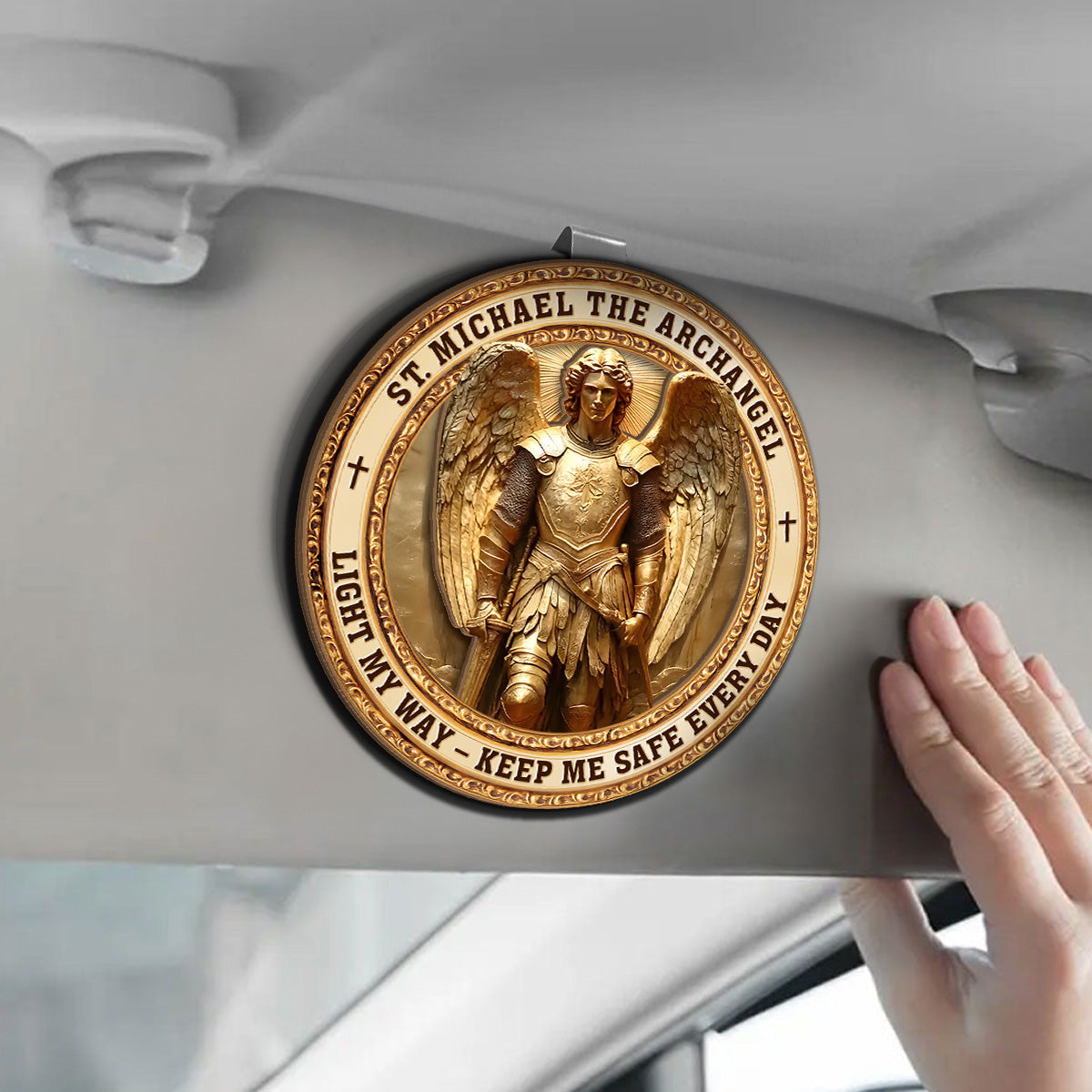 Archangel Michael Guardian - Personalized Car Visor Clip