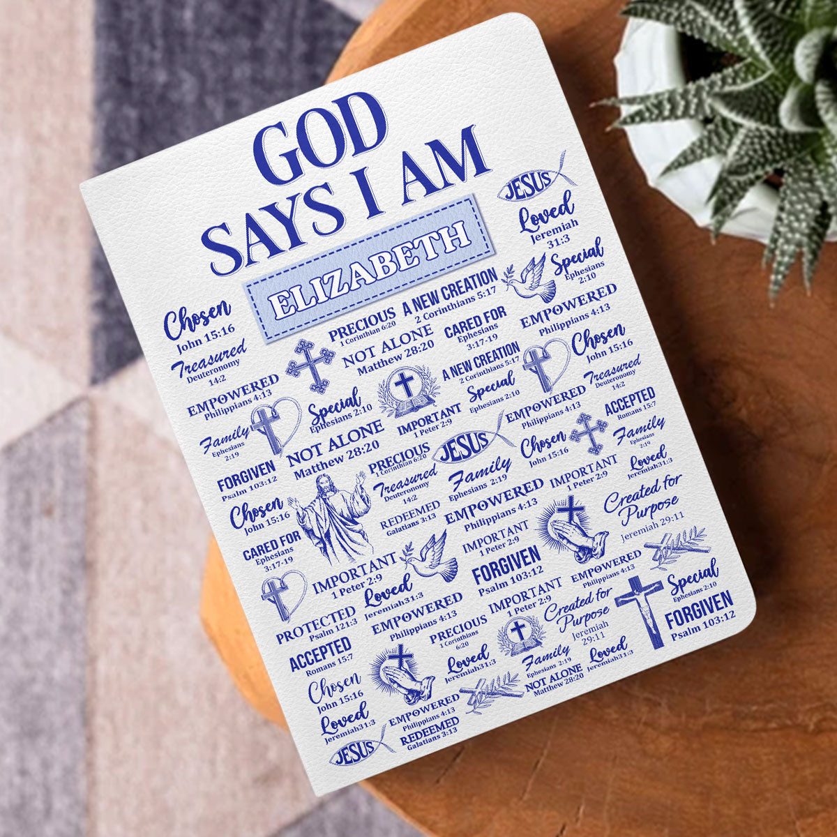 God Says I Am - Personalized Leather Cover Notebook GMJSNB200079