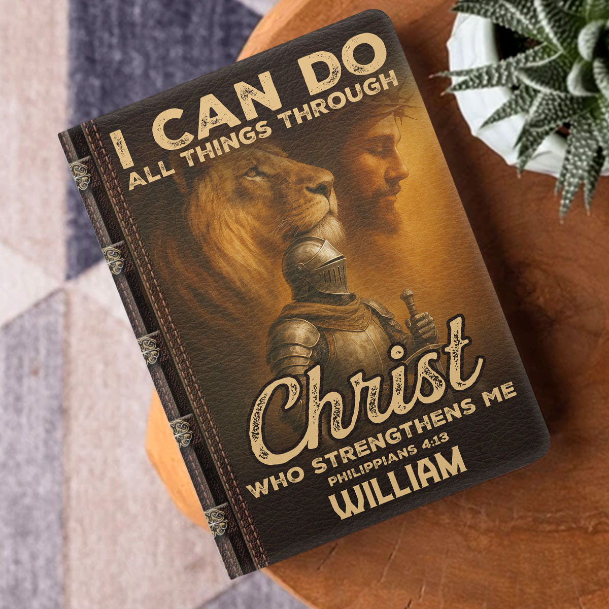 I Can Do All Things Through Christ - Personalized Leather Notebook GMJSNB200064