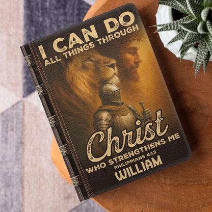 I Can Do All Things Through Christ - Personalized Leather Notebook GMJSNB200064