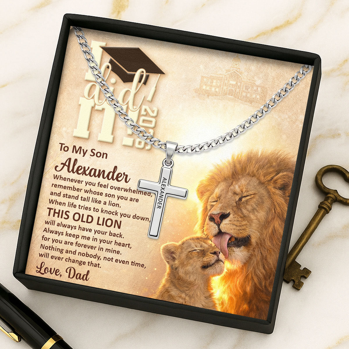 Lion Inspiration - Personalized Cross Link Chain for Son GMJSCLC200015