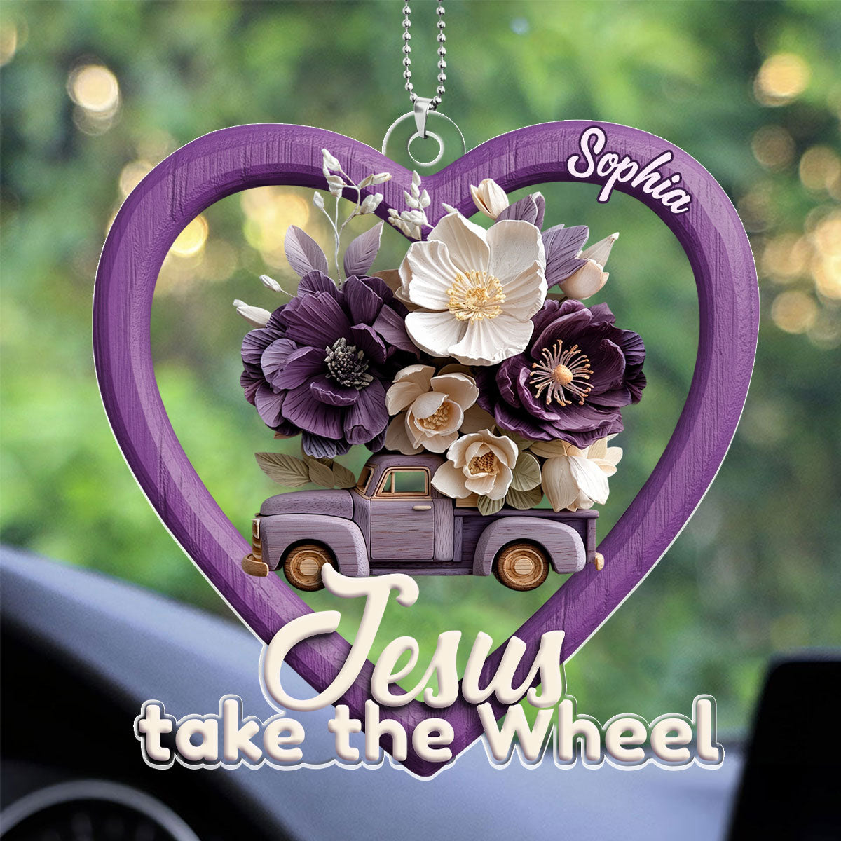 Jesus Take The Wheel - Personalized Car Acrylic Hanging Ornament GOJS10344