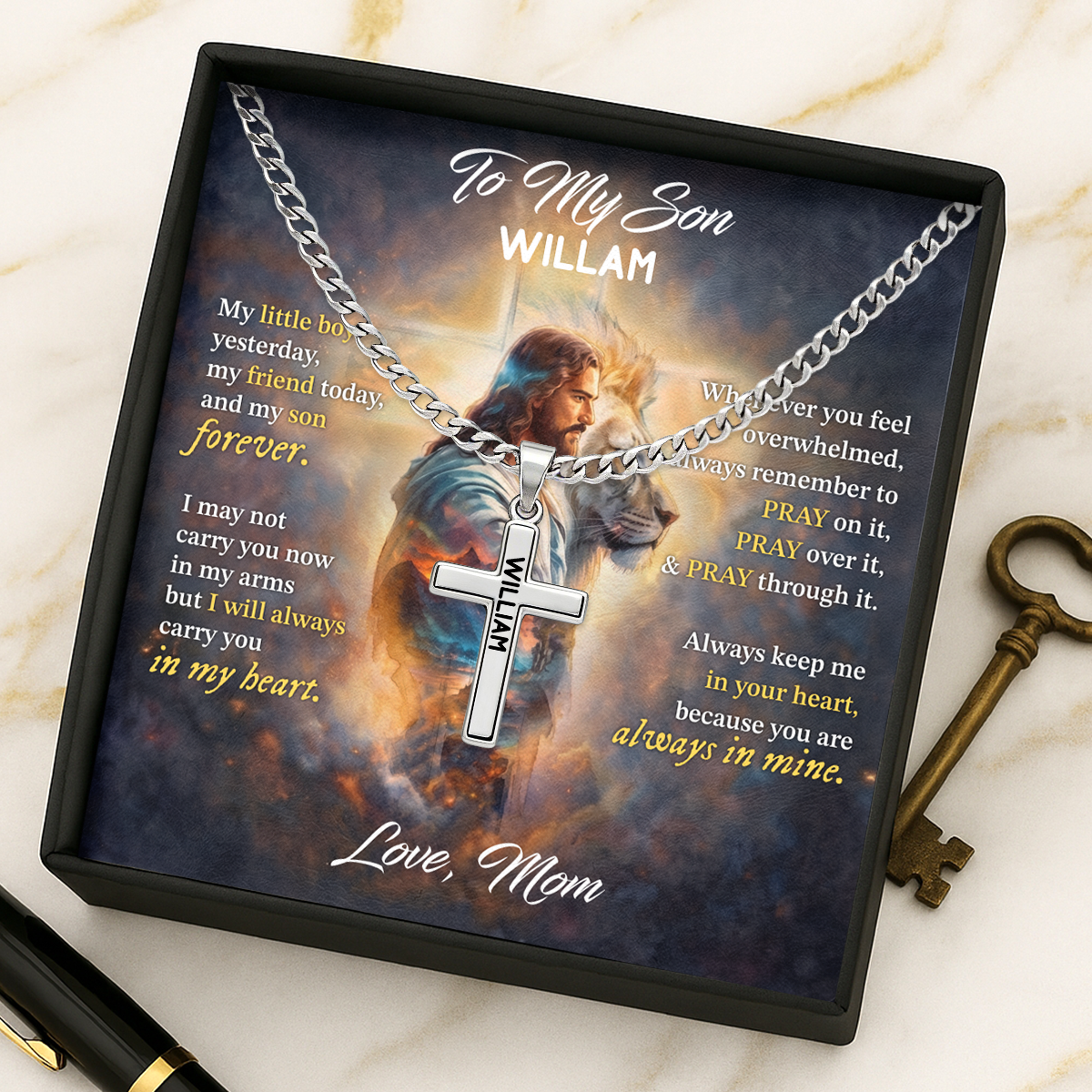 My Son My Little Boy - Personalized Cross Link Chain Christian Keepsake GMJSCLC200009