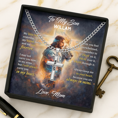 My Son My Little Boy - Personalized Cross Link Chain Christian Keepsake GMJSCLC200009