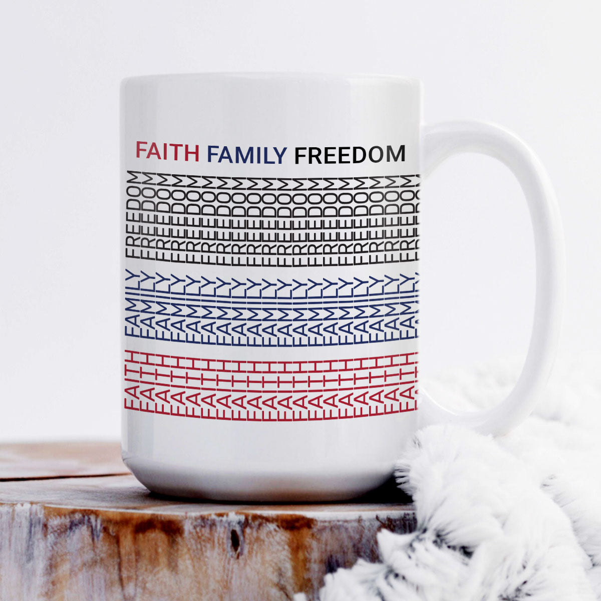 Faith Family Freedom - Inspirational Ceramic Coffee Mug