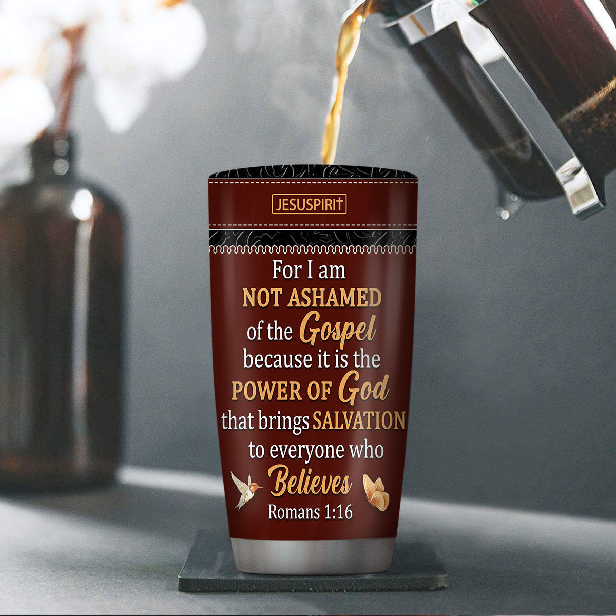 Romans 1:16 Faith - Personalized Stainless Steel Tumbler