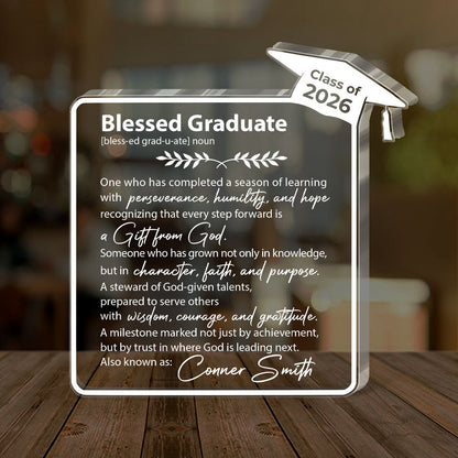 Faith-Inspired Graduation Keepsake - Personalized Acrylic Plaque GAPJS10096