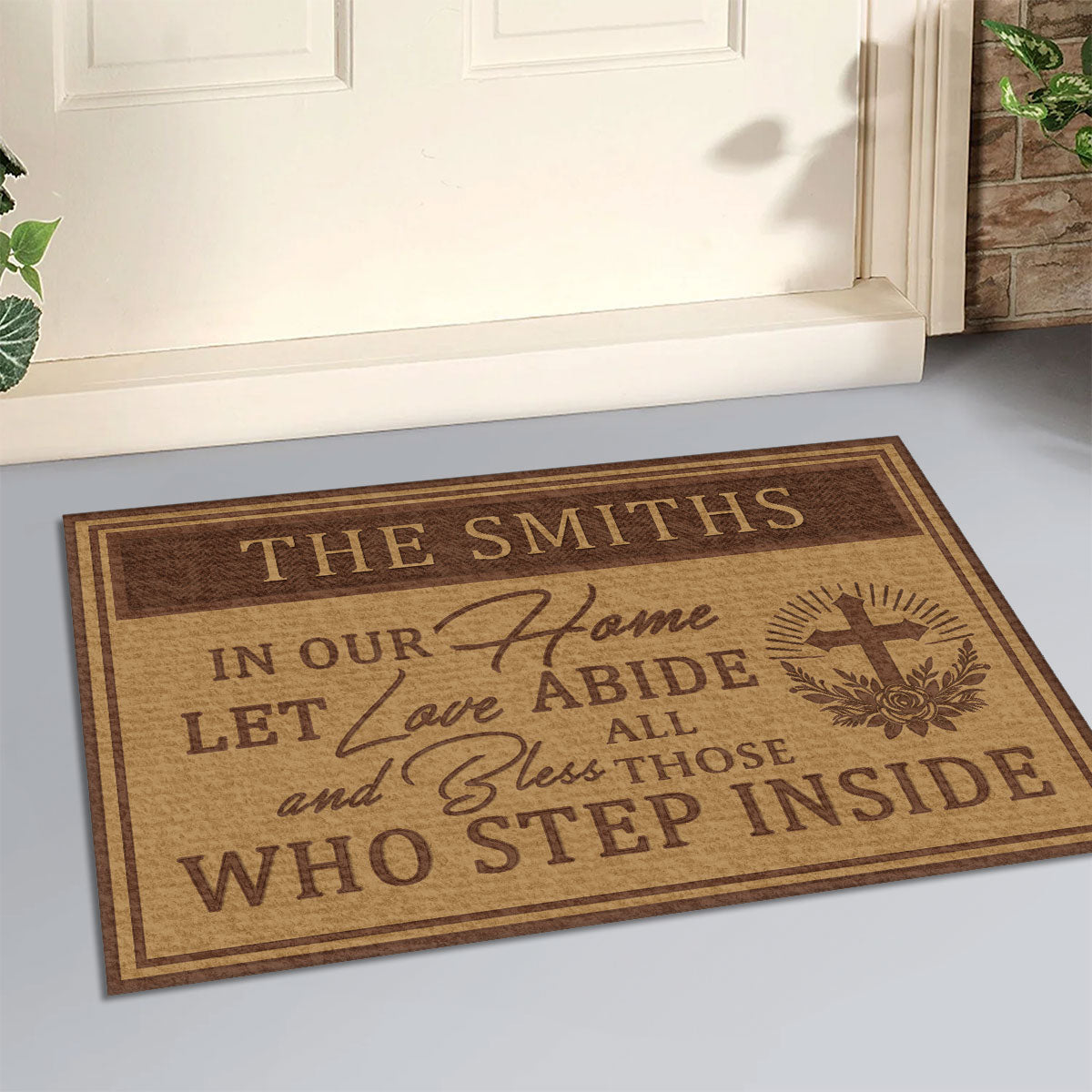 Bless All Who Enter - Personalized Doormat GDMJS10092