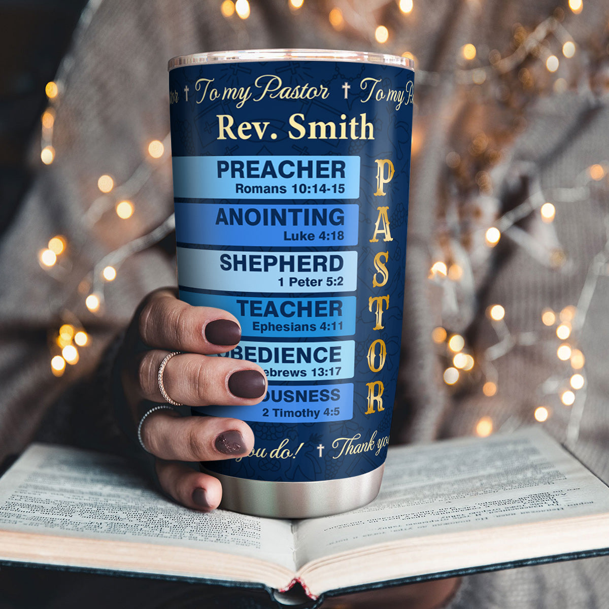 Inspirational Faith - Personalized Stainless Steel Tumbler for Pastor