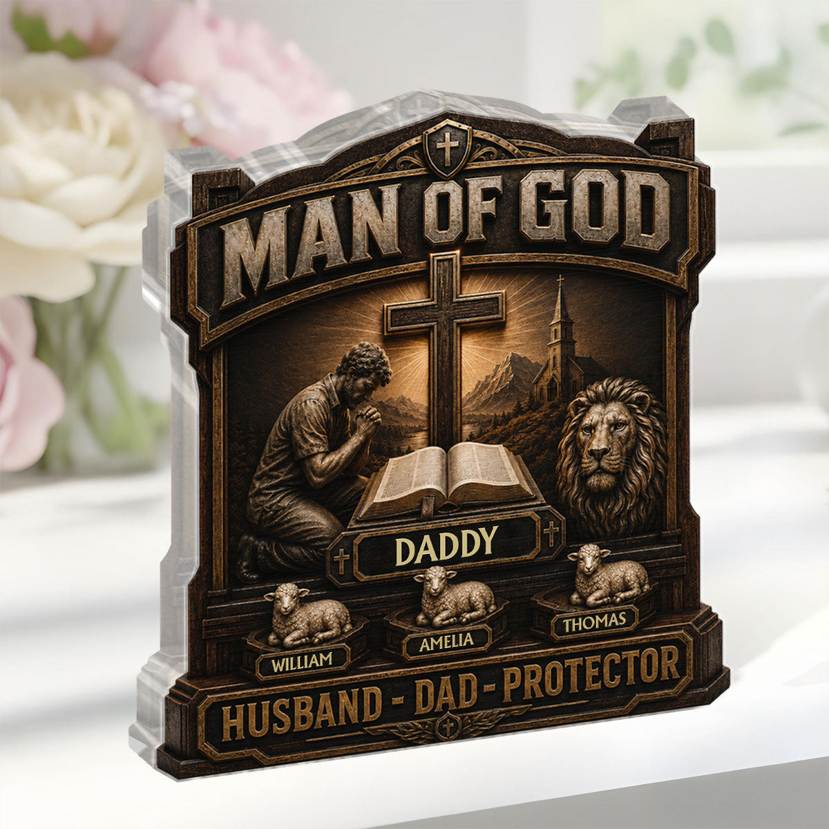 Man Of God - Personalized Acrylic Plaque - Christian Faith Home Decor GAPJS10041