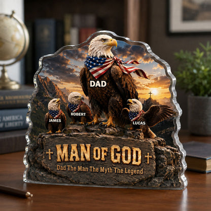 Man Of God Dad - Personalized Acrylic Plaque GAPJS10050