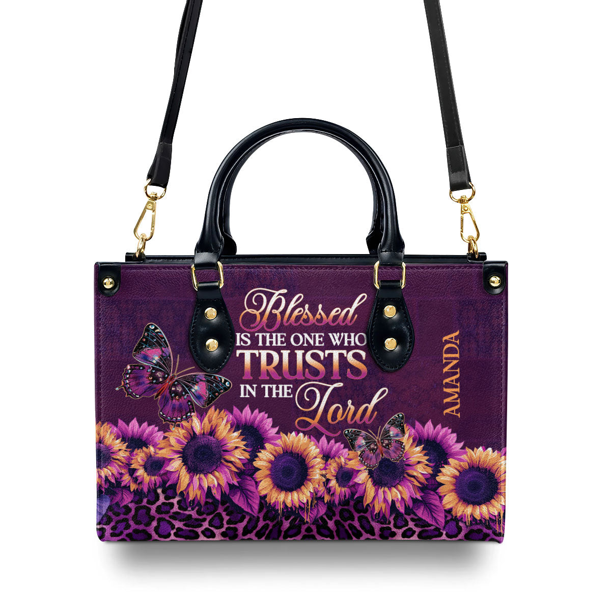 Blessed Is The One Who Trusts - Personalized Leather Handbag GMJSLB200035