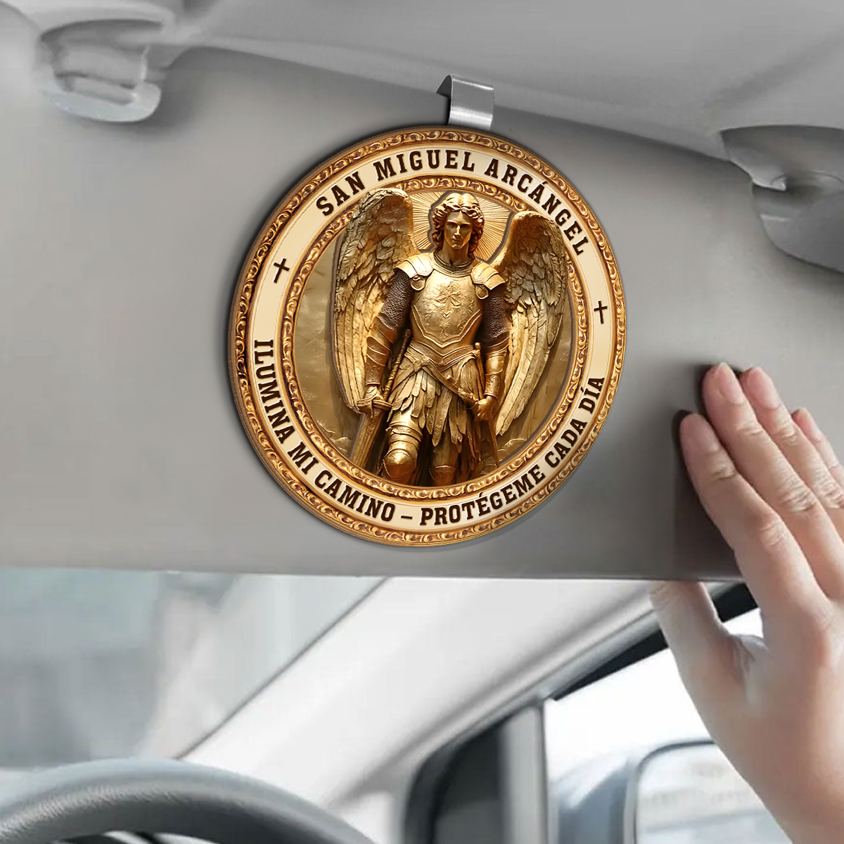 San Miguel Arcángel Guardian - Car Visor Clip