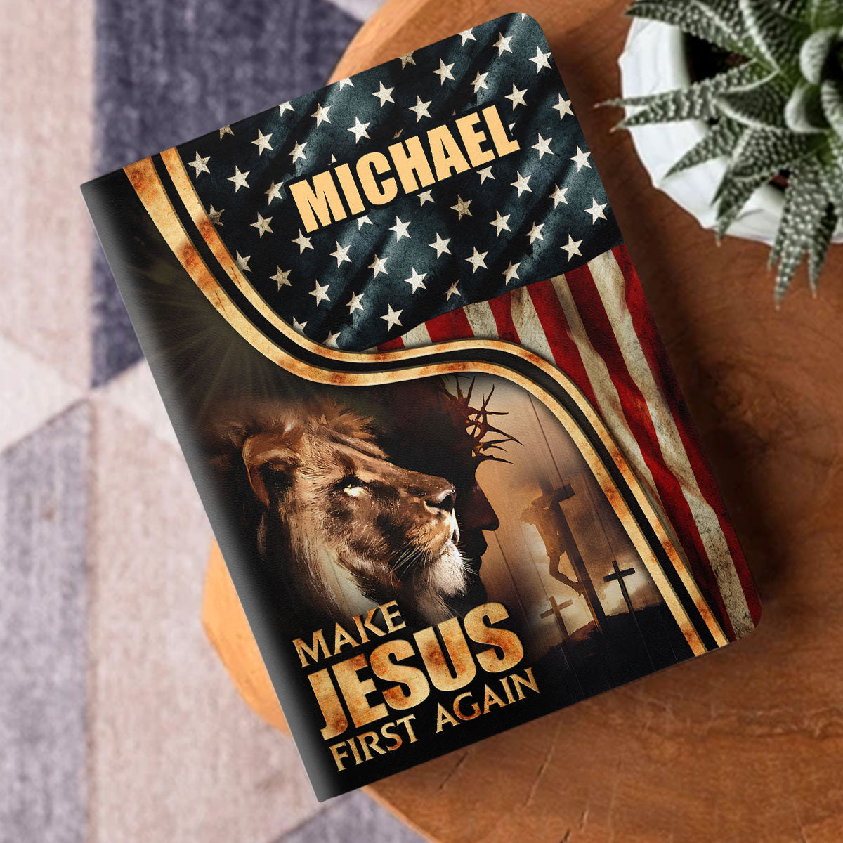 Make Jesus First Again - Personalized Leather Notebook GMJSNB200108