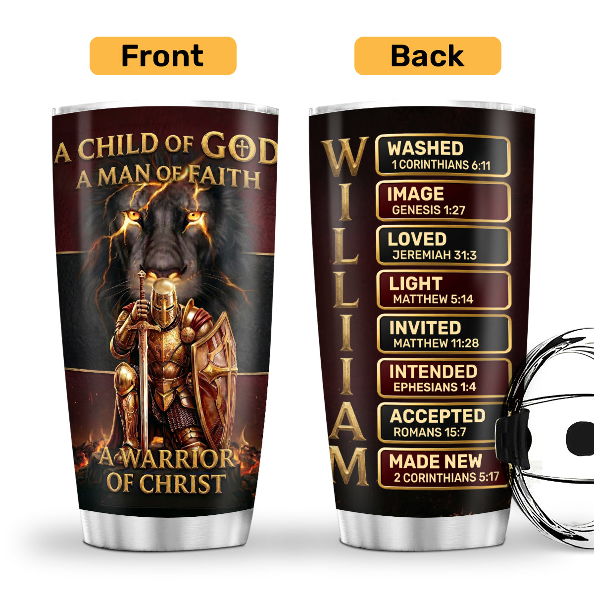 Faith Forged Christian Warrior - Personalized Stainless Steel Tumbler