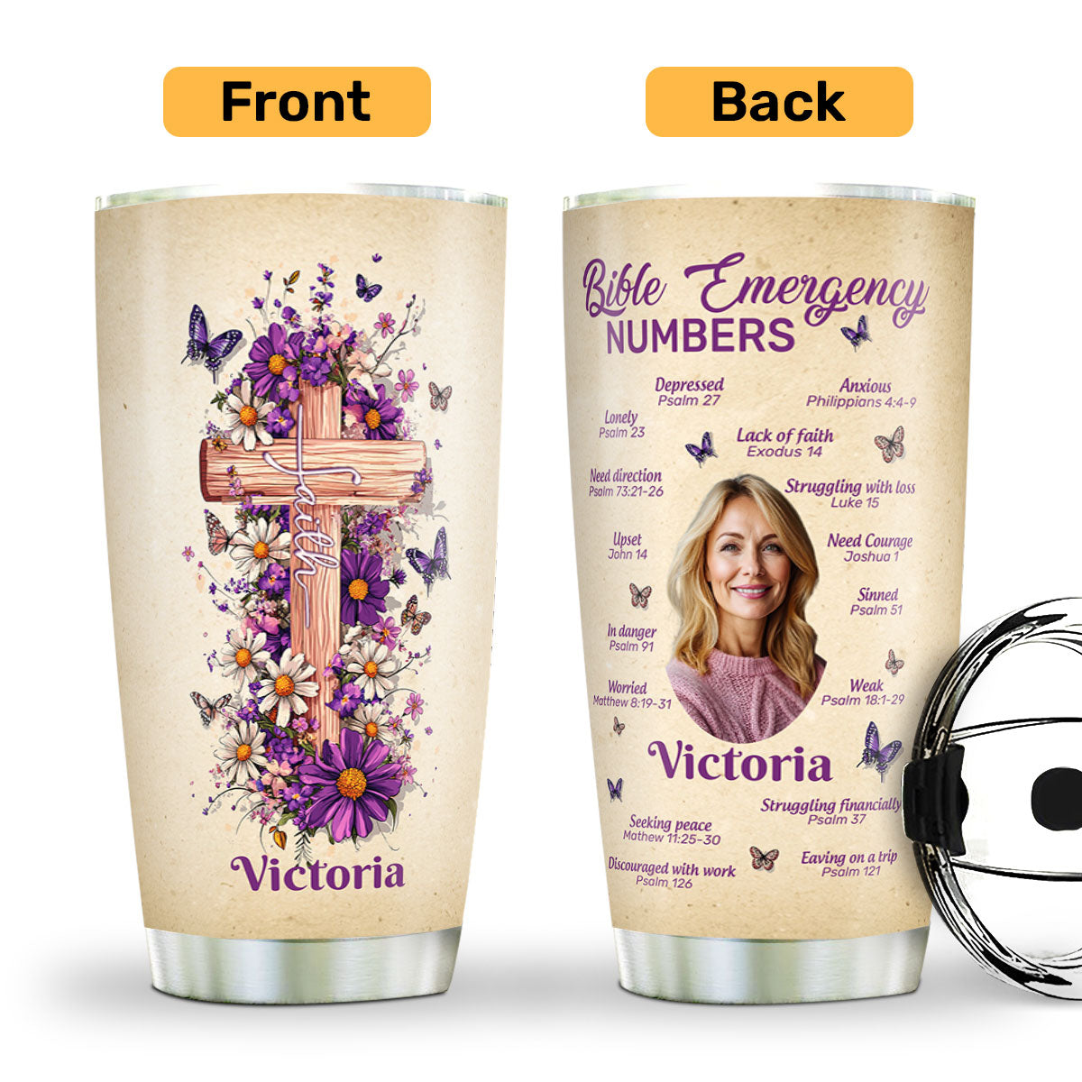 Faith Floral - Personalized Stainless Steel Tumbler